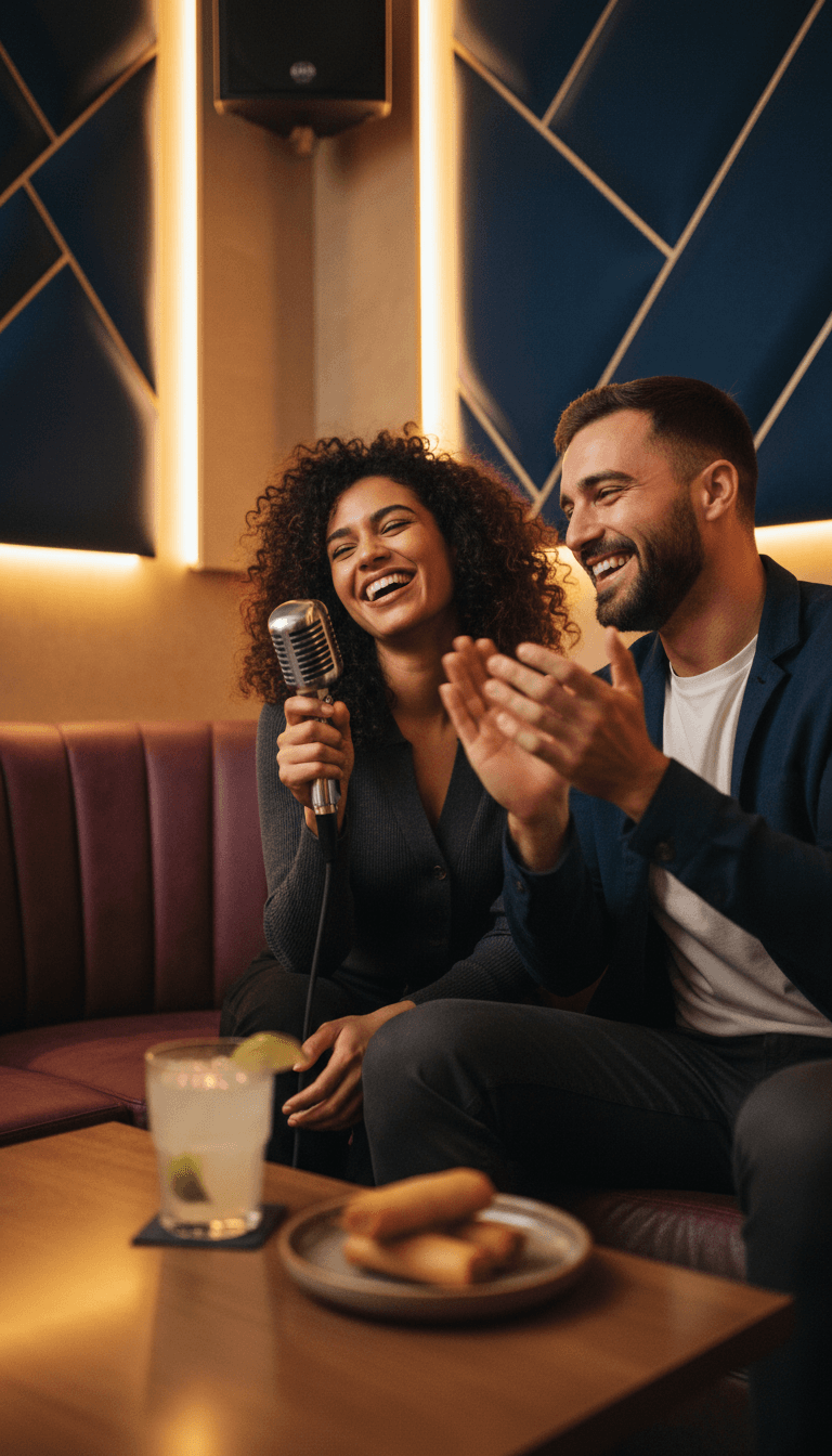 Duo chanté entre amis lors d'une fête privée